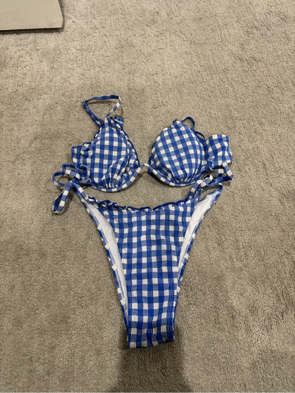 wild fable Blue Gingham Tie-Side Bikini Set